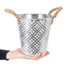 Itens Vaso de metal para plantas, vaso de flores com alças, floreira com estampa floral Ø18cm