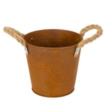 Itens Vaso de metal com alças, para ervas, com decoração rústica, Ø16,5cm A15cm