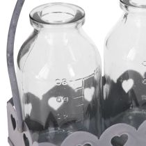 Itens Mini Vaso Decorativo Retangular Cinza 15,5x6cm