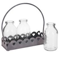 Itens Mini Vaso Decorativo Retangular Cinza 15,5x6cm