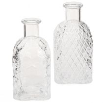 Itens Mini vasos garrafas decorativas de vidro quadrado Alt.13cm 4 unidades