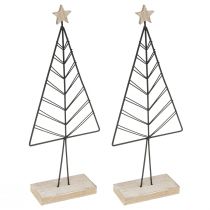 Itens Mini árvore de natal metal madeira preto natural 28 cm 2 unidades