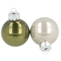 Itens Mini bolas de Natal vidro verde prata cinza Ø3cm 22 unidades