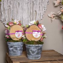 Vaso floreira shabby chic coração de metal Ø17cm A13,5cm