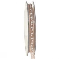 Itens Fita de organza bege com estrelas brancas Fita de Natal 6mm 20m