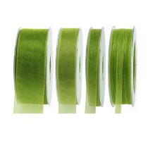 Fita de organza fita de presente verde borda tecida verde oliva 50m