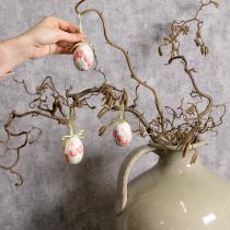 Itens Decoração de ovos de Páscoa, com motivo de tulipa e fita para pendurar, ideal para a primavera, 6 cm, 12 peças.