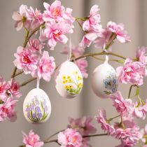 Itens Ovos de Páscoa com delicados motivos florais para decoração festiva de Páscoa na sala de estar, 6 cm, 6 peças