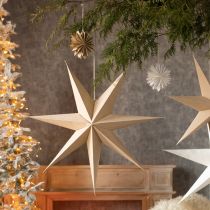 Itens Estrelas de papel para pendurar enfeites de árvore, branco natural, 16 cm, 6 peças