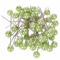 Itens Alfinetes com cabeça de pérola, verde-maçã, Ø10mm, 60mm