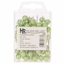 Itens Alfinetes com cabeça de pérola, verde-maçã, Ø10mm, 60mm