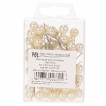 Itens Alfinetes com cabeça de pérola, cor champanhe, Ø10mm, 60mm