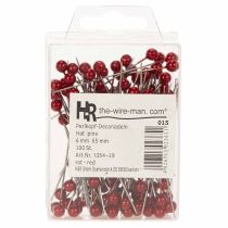Itens Alfinetes com cabeça de pérola Ø6mm 65mm Vermelho