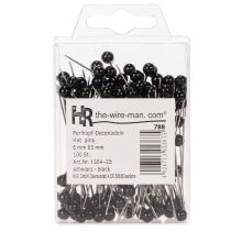 Itens Alfinetes com cabeça de pérola Ø6mm 65mm Preto