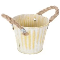 Itens Balde para plantas, vaso de metal com alças, floreira decorativa, rosa/verde/amarelo, estilo shabby chic, Ø12cm, A10cm, conjunto de 3