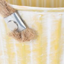 Itens Balde para plantas, vaso de metal com alças, floreira decorativa, rosa/verde/amarelo, estilo shabby chic, Ø12cm, A10cm, conjunto de 3