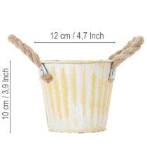 Itens Balde para plantas, vaso de metal com alças, floreira decorativa, rosa/verde/amarelo, estilo shabby chic, Ø12cm, A10cm, conjunto de 3