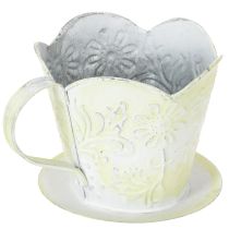 Itens Vaso de plantas, porta-filtro de café decorativo, copo de metal para plantio, decoração com flores verdes e brancas, estilo shabby chic, 11 cm de altura x 11 cm de diâmetro.