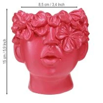 Itens Cabeça de planta Busto de poliresina Plantador Rosa 13,5×13×14cm