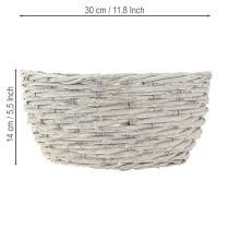 Itens Conjunto de cestos de vime para plantas, branco e cinza, estilo shabby chic, 3 peças