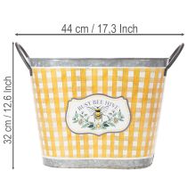 Itens Vaso oval para plantas com desenho de abelha, padrão xadrez, decoração de verão, floreira, 38×24×29cm