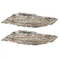 Itens Tigela para plantas em rattan ondulado branco natural 40x14x6cm 2 unidades