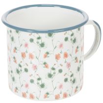 Itens Vaso de plantas esmaltado, copo decorativo com motivos florais, Ø11cm