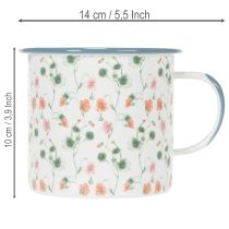 Itens Vaso de plantas esmaltado, copo decorativo com motivos florais, Ø11cm