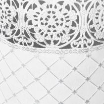 Itens Vaso de plantas com padrão de renda, recipiente de metal, balde decorativo, branco, prateado, estilo shabby chic, A28/25,5/23,5cm, Ø29,5/25,5/20cm, conjunto de 3