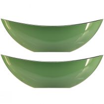 Itens Tigela moderna em meia-lua verde feita de plástico 39 cm - versátil para decoração - 2 peças -