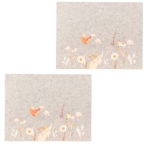 Itens Sousplat de feltro com motivos florais – sousplat estiloso para decoração de mesa natural 45x35cm 2 peças