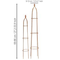 Itens Conjunto de 2 obeliscos em treliça com aparência de ferrugem, 69/86 cm.