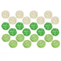 Itens Bolas de rattan verde claro creme verde rattan sortido Ø5cm 24 un
