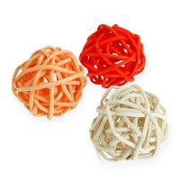 Itens Bola de rattan laranja, damasco, branqueada 72pcs