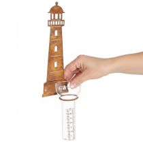 Itens Pluviômetro com aparência de farol enferrujado – Pluviômetro decorativo para jardim e cerca, 41 cm, cor ferrugem.