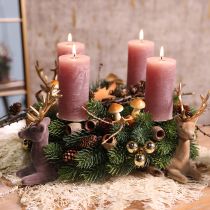Itens Decoração de veado sentado flocado cinza dourado 15×6×15,5cm 3 peças