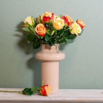 Itens Arranjo floral de buquê de rosas para decoração elegante da sala de estar, 44cm, 6 peças.