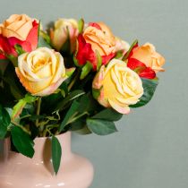 Itens Arranjo floral de buquê de rosas para decoração elegante da sala de estar, 44cm, 6 peças.