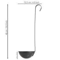 Itens Vaso para plantio, pá decorativa, antracite, Ø12,5cm, 3 peças