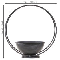 Itens Tigela com pé, anel decorativo, metal, antracite, 29 cm de altura, 2 peças