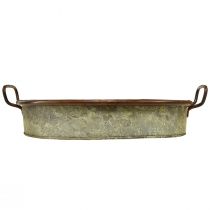 Itens Bandeja oval de metal com alça, cor ferrugem, 46/52 cm, conjunto de 2