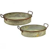 Itens Tigela oval de metal com alça de bandeja ferrugem 46/52cm conjunto de 2