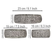 Itens Tigela decorativa de metal, padrão cinza e branco, Ø16/19,5/23,5 cm, conjunto de 3