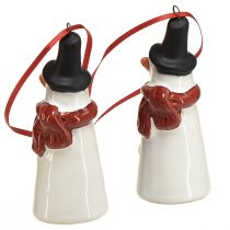 Itens Decoração de pendurar alegre boneco de neve – Branco com cachecol vermelho e chapéu preto, 7,5 cm – Perfeito para árvores de Natal festivas – 6 peças