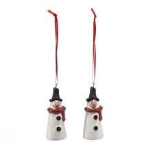 Itens Decoração de pendurar alegre boneco de neve – Branco com cachecol vermelho e chapéu preto, 7,5 cm – Perfeito para árvores de Natal festivas – 6 peças