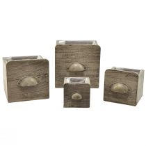 Itens Conjunto de gavetas de madeira com puxador, limpeza marrom - arrumação rústica, conjunto de diversos tamanhos, 4 peças