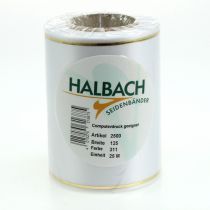 Itens Fita de cetim branca com borda dourada para impressão digital, fita de cetim à prova d'água, 25 m x 125 mm