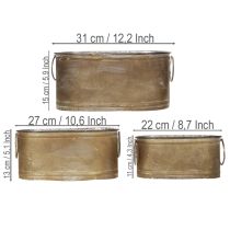 Itens Conjunto de vasos e floreiras de metal, estilo retrô vintage, 22,5 cm/27 cm/31 cm de comprimento