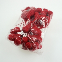 Itens Coração de sisal 5 cm vermelho em bastão 24 unidades