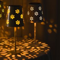 Itens Luminária de mesa solar LED com design floral, iluminação externa aconchegante, 28 cm